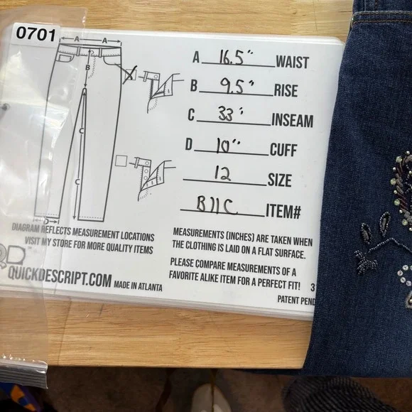 Willi‎ Smith Floral Embroidered Beaded Flare Jeans Size 12 Mid Rise Y2K Boho - Picture 2 of 10